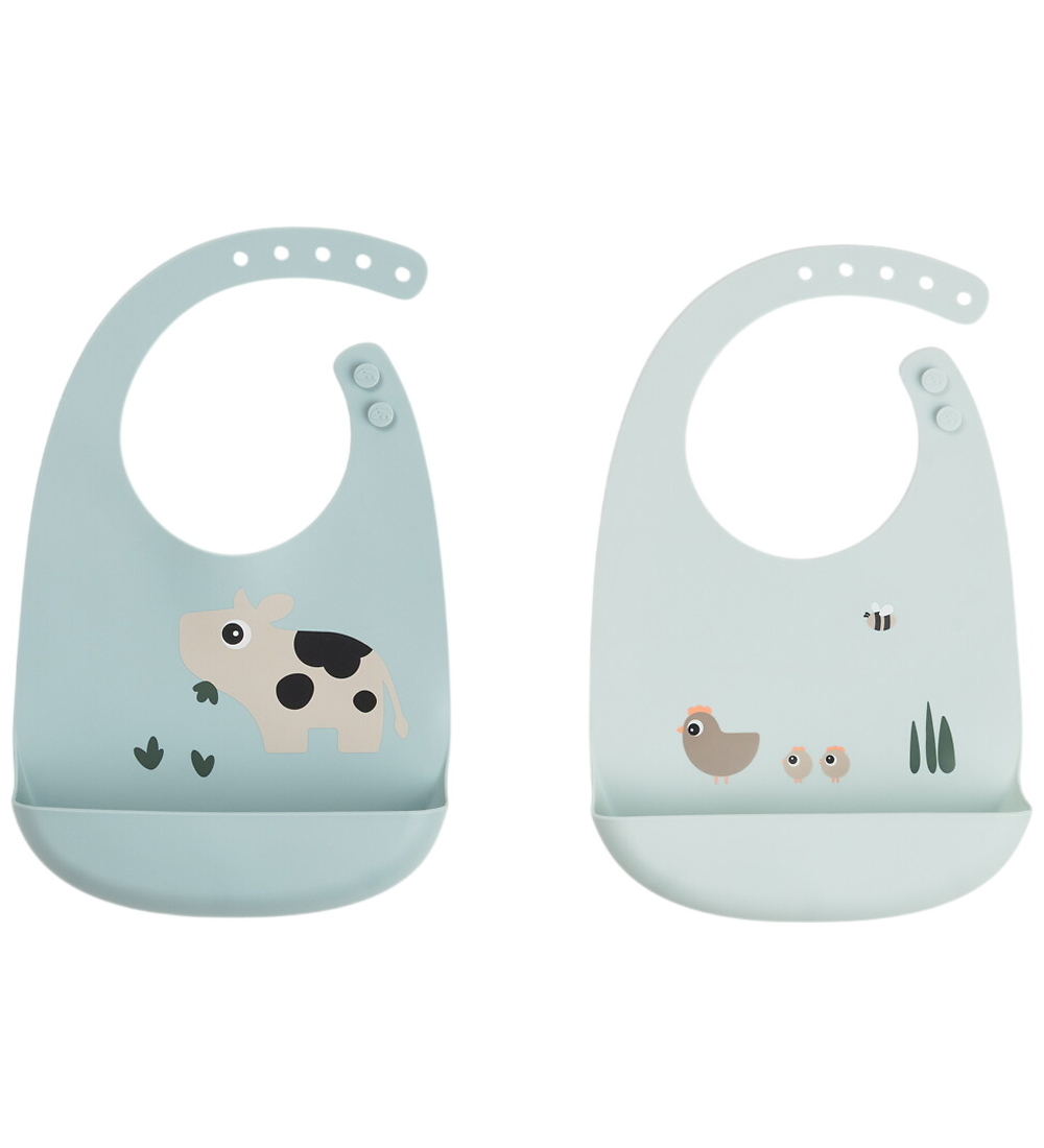 Done by Deer - Silikon - 2er-Pack - Tiny Farm - Blue - Done by Deer - One Size - Lätzchen von Done by Deer