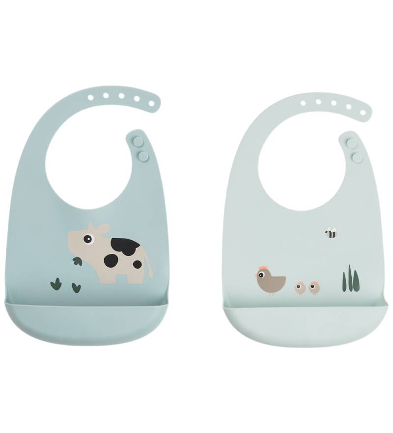 Done by Deer - Silikon - 2er-Pack - Tiny Farm - Blue - Done by Deer - One Size - Lätzchen Done by Deer - Silikon - 2er-Pack - Tiny Farm - Blue - Done by Deer - One Size - Lätzchen von Done by Deer