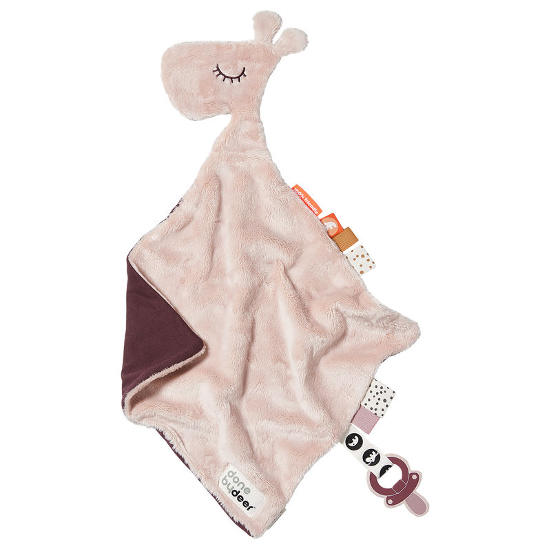 Schmusetuch RAFFI mit Schnullerhalter in rosa von Done by Deer