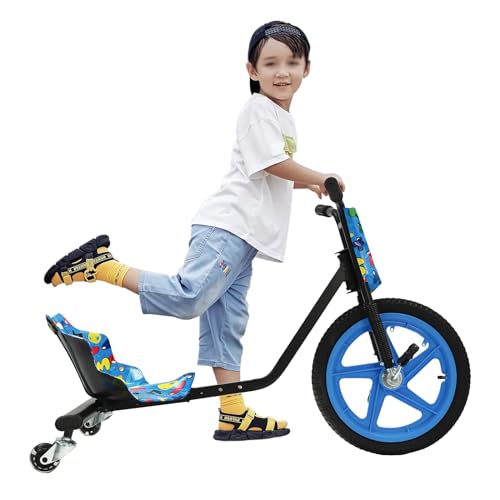 Donened Kinderdreirad, Drift Trike Einstellbare Laufrad Lauffahrrad für Kinder ab 6 Kinder Drift Cart Dreirädriges Fahrrad (Blaue Nummer) von Donened