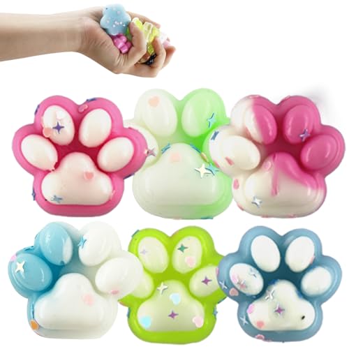 6 Stück Cat Paw Squishy, Squishy Pfote, Katzenpfoten Squishy, Süße Weiche Katzenpfoten Quetschspielzeuge, Squishy Katze Pfote, Cat Paw Squeeze Toy, Stressabbau Fidget Toys für Kinder und Erwachsene von Dongcill