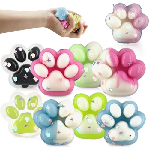 9 Stück Cat Paw Squishy, Squishy Pfote, Katzenpfoten Squishy, Süße Weiche Katzenpfoten Quetschspielzeuge, Squishy Katze Pfote, Cat Paw Squeeze Toy, Stressabbau Fidget Toys für Kinder und Erwachsene von Dongcill