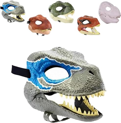 Dog Dinosaur Mask Headgear - Dino Mask Moving Jaw Decor, Latex Dress Up Headgear with Opening Moving Jaw, Cosplay Party Birthday Halloween Christmas Mask (Blue) von Donlinon