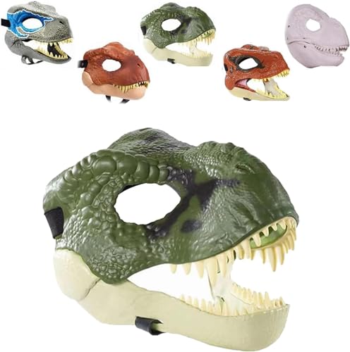 Dog Dinosaur Mask Headgear - Dino Mask Moving Jaw Decor, Latex Dress Up Headgear with Opening Moving Jaw, Cosplay Party Birthday Halloween Christmas Mask (Green) von Donlinon