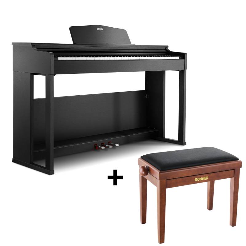 Donner DDP-100S Progressive Hammer-Mechanik Digital Piano, Piano + Duet höhenverstellbare Bank von Donner Music - DE