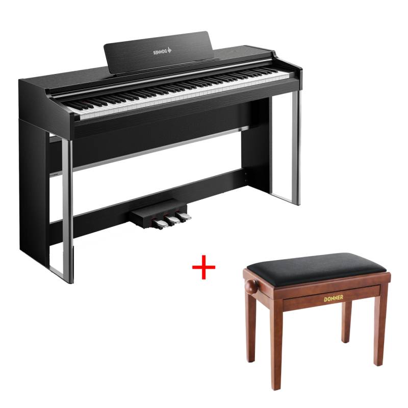 Donner DDP-200 PRO 88 Tasten Hammertastatur gewichtetes Digitalpiano Standard, Schwarz / Klavier + höhenverstellbare Bank von Donner Music - DE