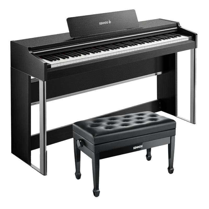 Donner DDP-200 PRO 88 Tasten Hammertastatur gewichtetes Digitalpiano Standard, Schwarz / Piano + Duet höhenverstellbare Bank von Donner Music - DE