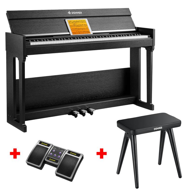 Donner DDP-90 PRO Voll Gewichtetes Digitalpiano für Zuhause, Piano + Klavierbank + Page Turner von Donner Music - DE