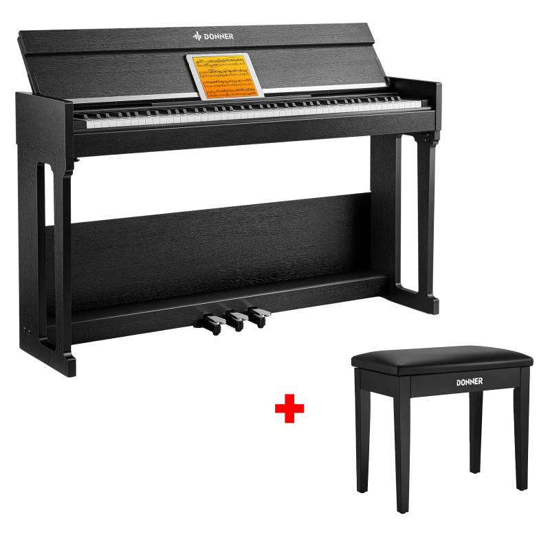 Donner DDP-90 PRO Voll Gewichtetes Digitalpiano für Zuhause, Piano + Schwarz Klavierbank von Donner Music - DE