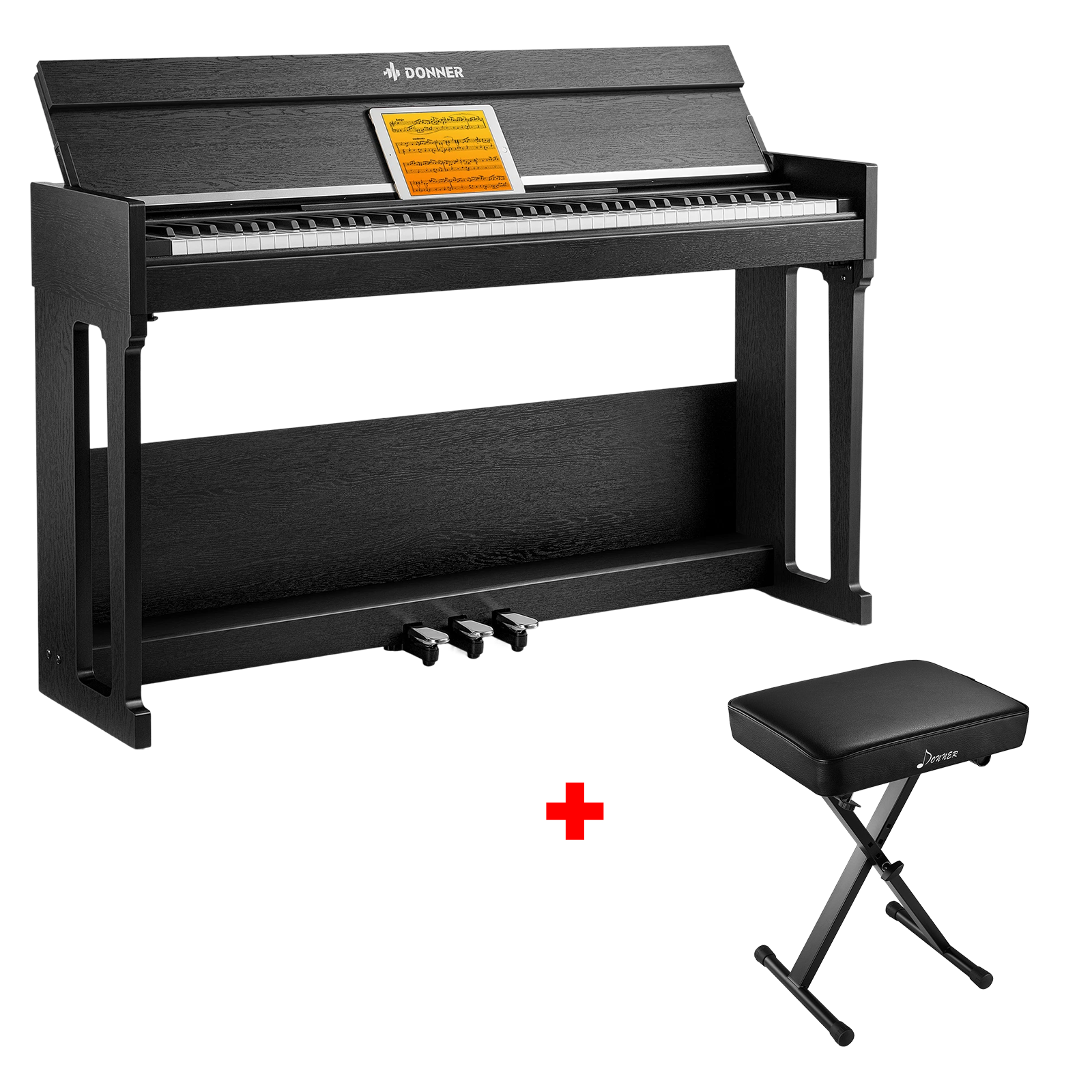 Donner DDP-90 PRO Voll Gewichtetes Digitalpiano für Zuhause, Piano + X-Förmig Klavierhocker von Donner Music - DE