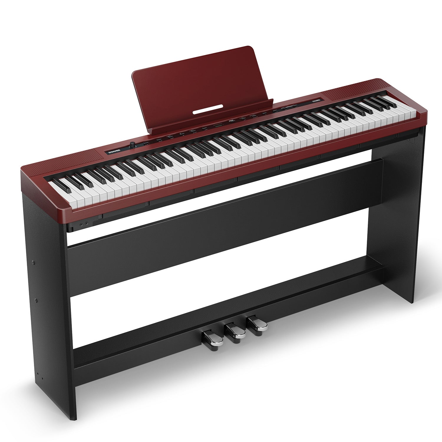 Donner DEP-16S Tragbares Digitalpiano mit Holzständer_Rot, Klavier von Donner Music - DE