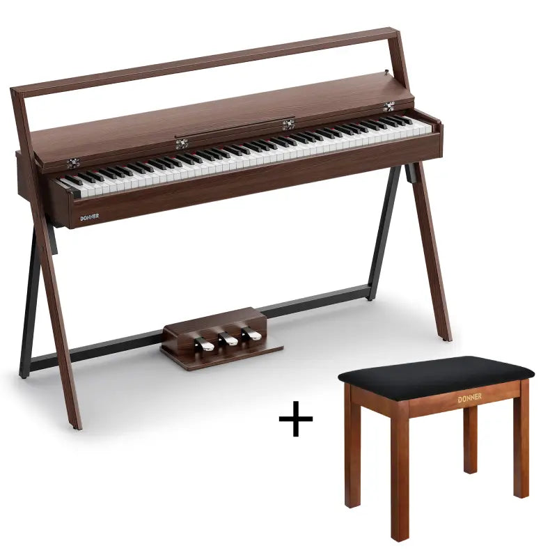 Donner OURA™ R300 88 Tasten gewichteter Hammermechanik Digitalpiano, Grau-Braun / Klavier + Bank von Donner Music - DE