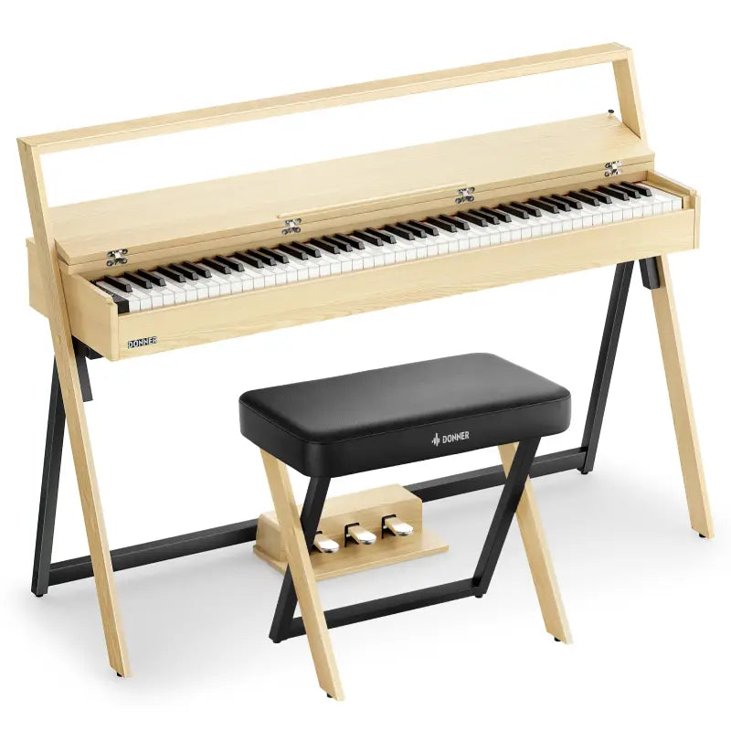 Donner OURA™ R300 88 Tasten gewichteter Hammermechanik Digitalpiano, Helle Holzfarbe / Klavier + Bank【Offizielles Paket】 von Donner Music - DE