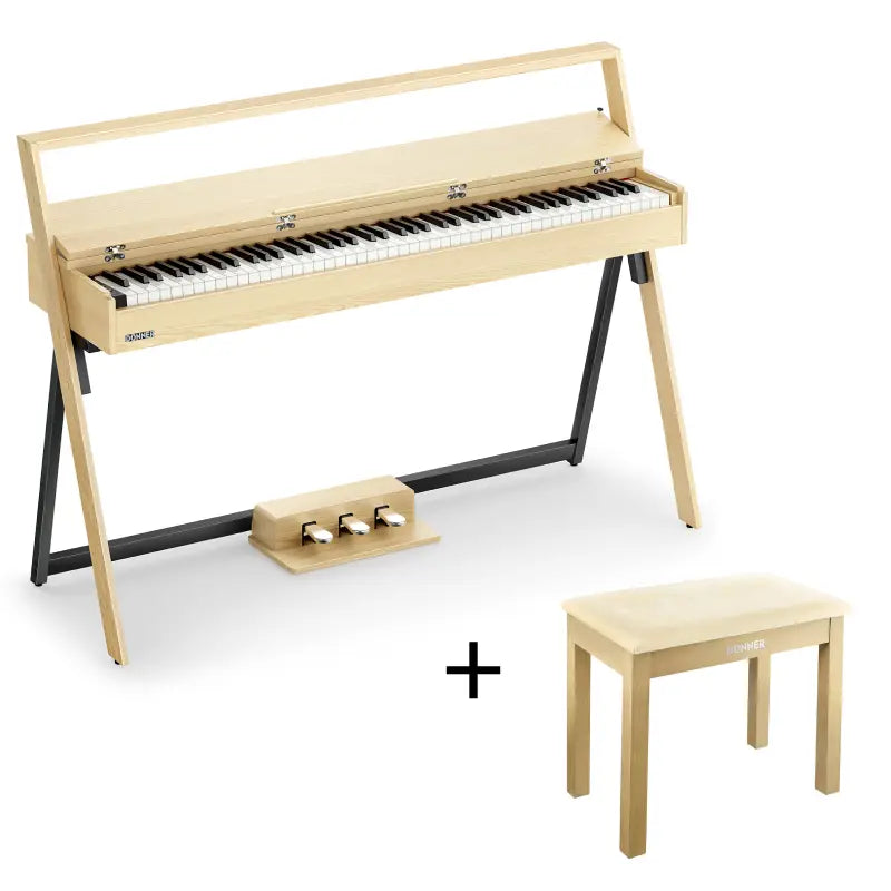 Donner OURA™ R300 88 Tasten gewichteter Hammermechanik Digitalpiano, Helle Holzfarbe / Klavier + Bank von Donner Music - DE