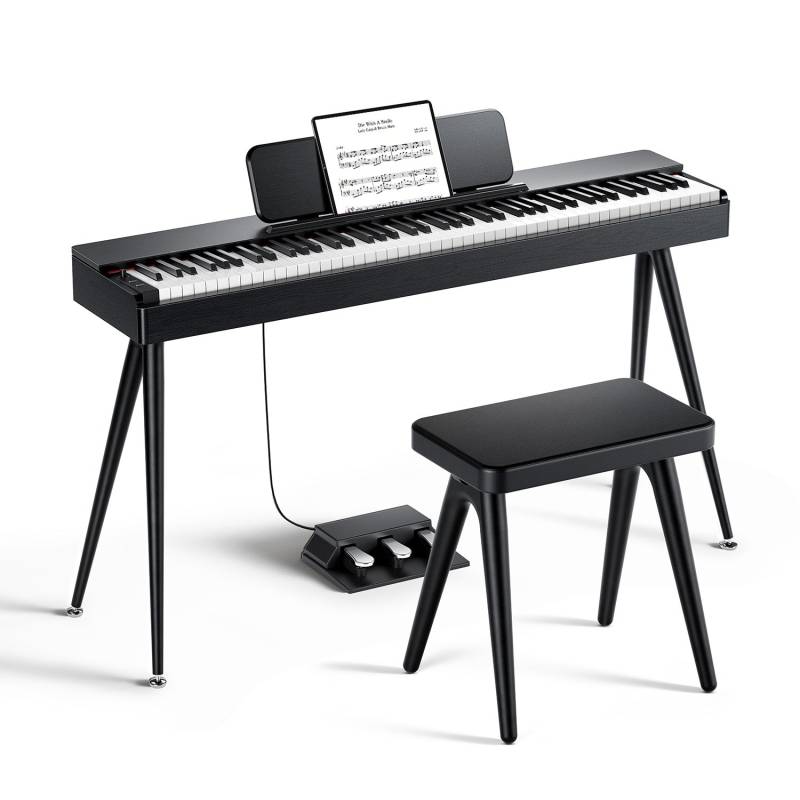 Donner OURA S100: Digitalpiano, 88 gewichtete Tasten, Schwarz / Klavier + Bank (offizielles Spiel) von Donner Music - DE