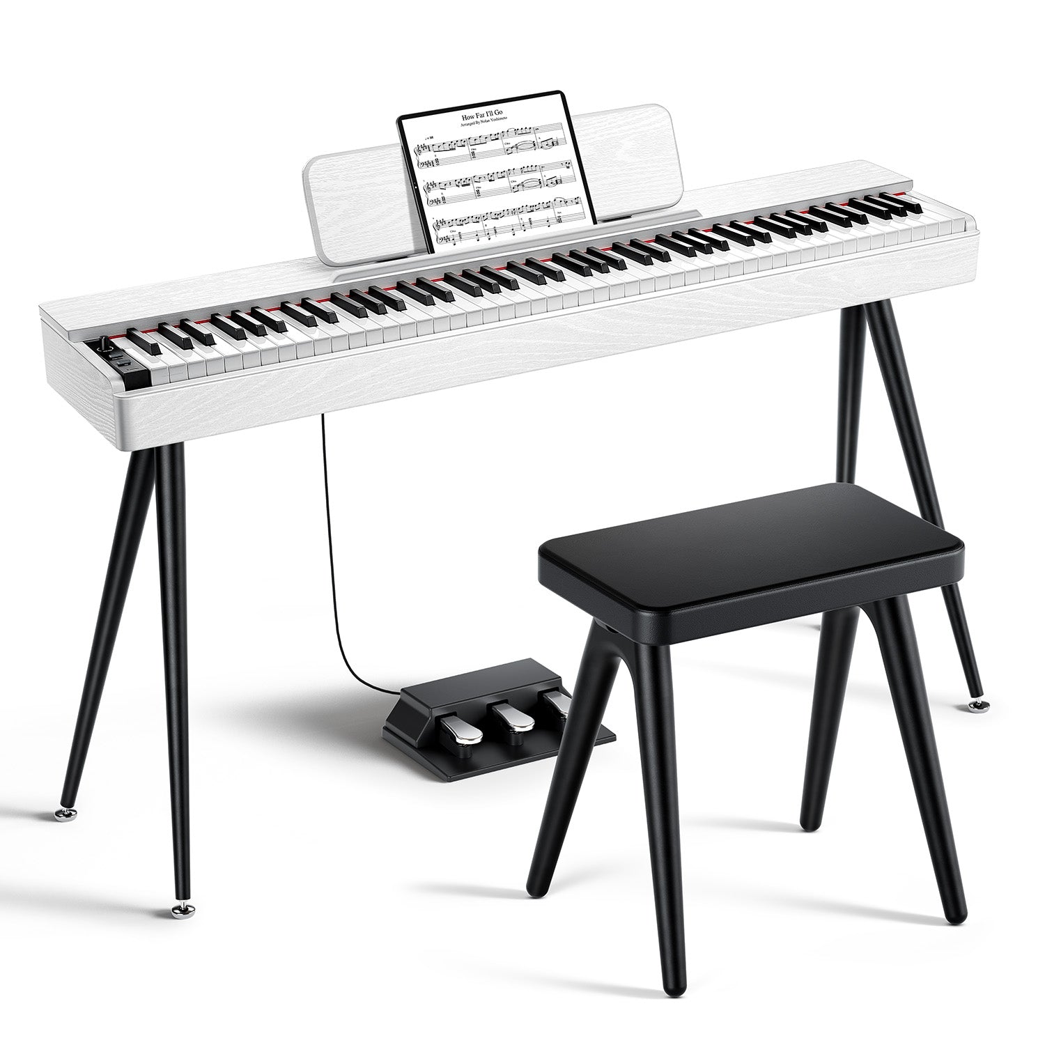 Donner OURA S100: Digitalpiano, 88 gewichtete Tasten, Weiß / Klavier + Bank (offizielles Spiel) von Donner Music - DE