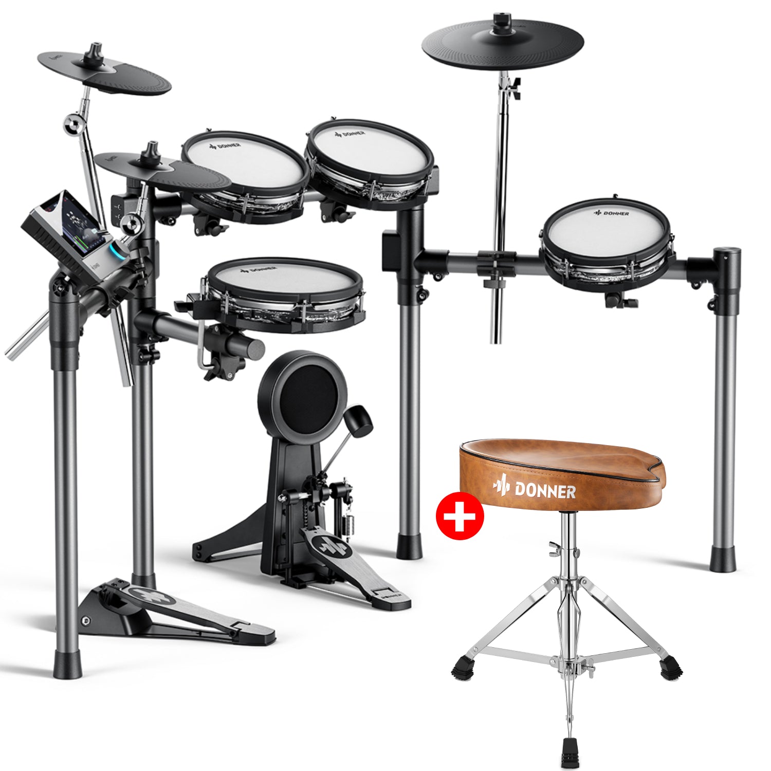 Donner Beat Electronic Drum Set, Drum + Brown Throne Donner Beat Electronic Drum Set, Drum + Brown Throne von Donner music- DE