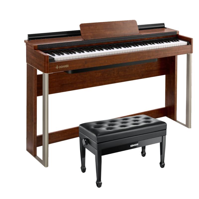 Donner DDP-200 Digital Piano mit 88 gewichteten Tasten, Piano + Duet höhenverstellbare Bank von Donner