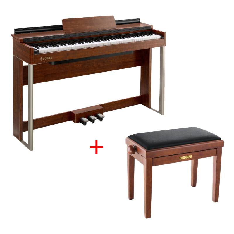 Donner DDP-200 Digital Piano mit 88 gewichteten Tasten, Piano + höhenverstellbare Bank von Donner