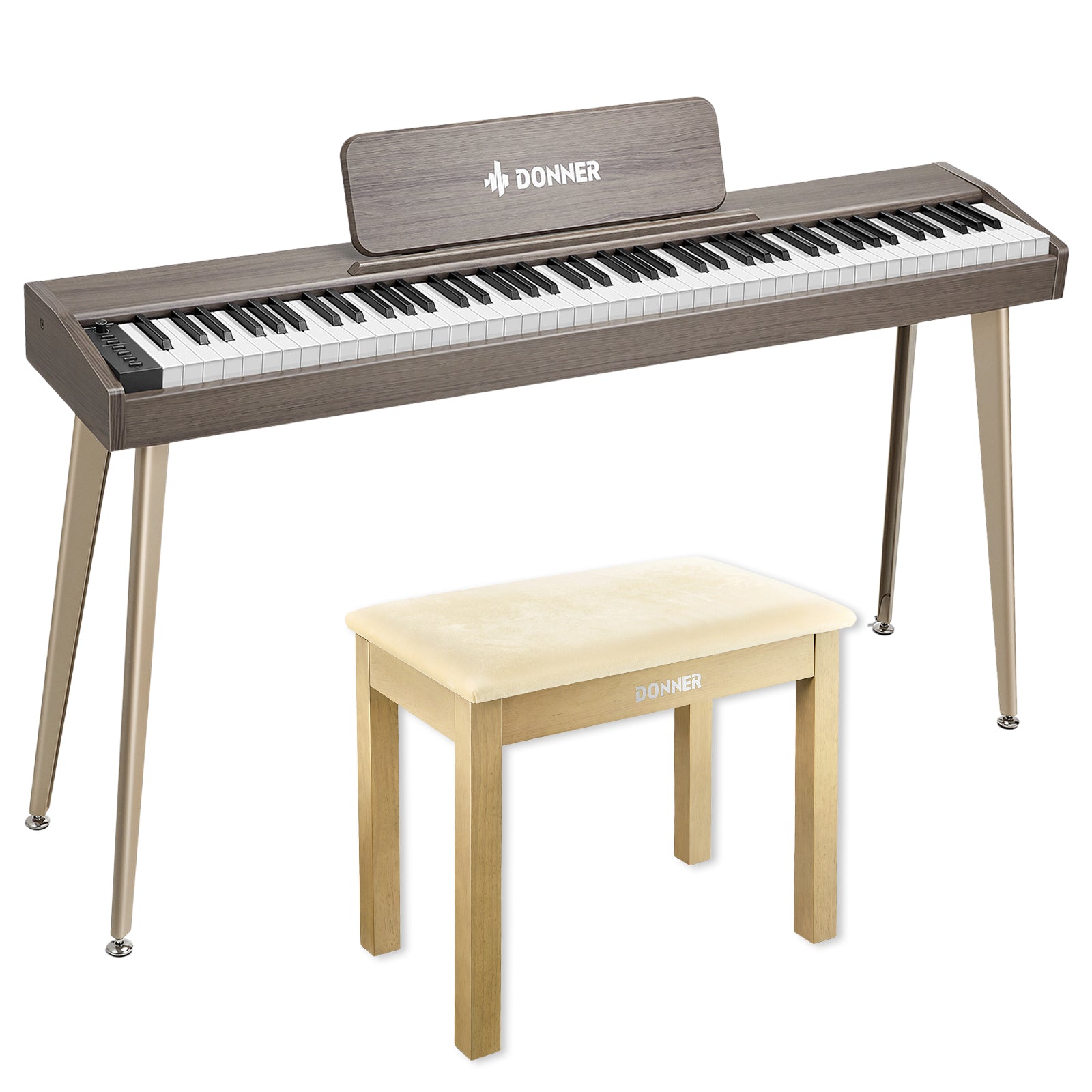 Donner DDP-60 E-piano Keyboard Holzstil Home Digitalpiano, Grau-Braun / Piano + Klavierbank Helles Holz Donner DDP-60 E-piano Keyboard Holzstil Home Digitalpiano, Grau-Braun / Piano + Klavierbank Helles Holz von Donner