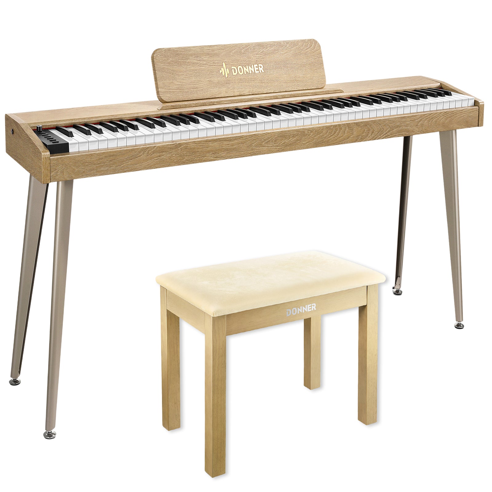 Donner DDP-60 E-piano Keyboard Holzstil Home Digitalpiano, Helle Holzfarbe / Piano + Klavierbank Helles Holz Donner DDP-60 E-piano Keyboard Holzstil Home Digitalpiano, Helle Holzfarbe / Piano + Klavierbank Helles Holz von Donner