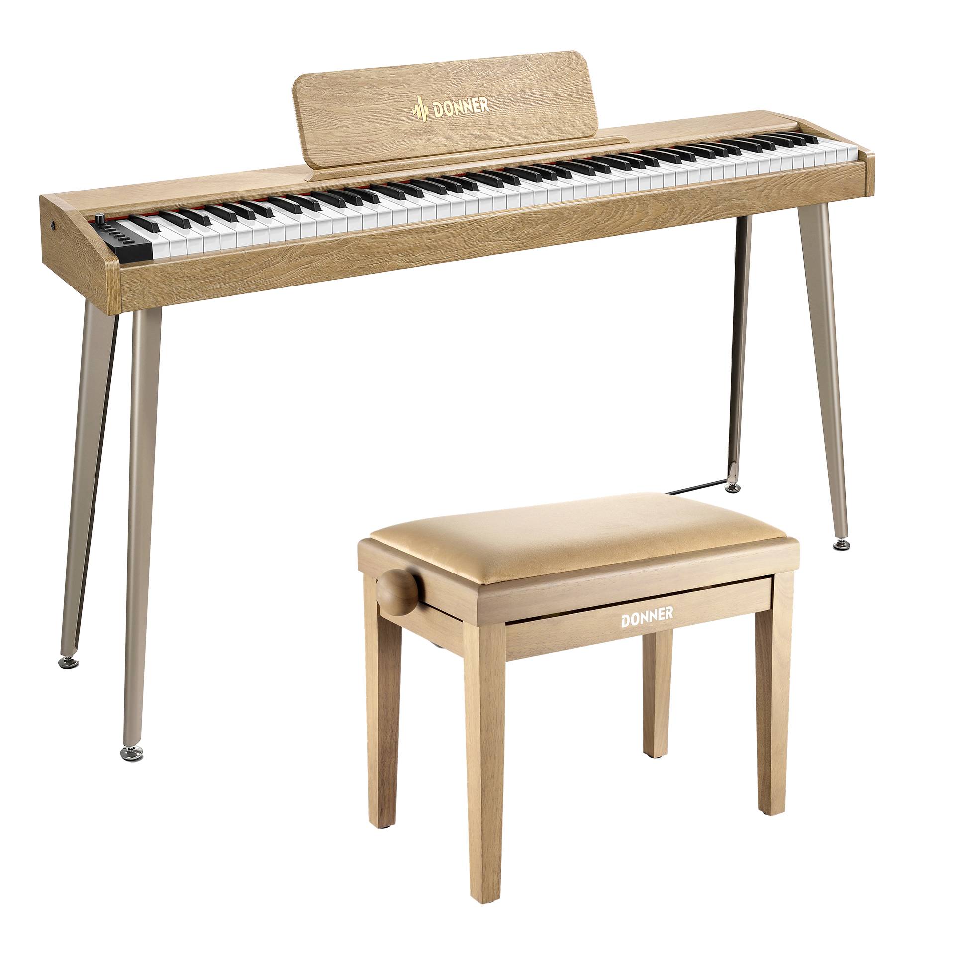 Donner DDP-60 E-piano Keyboard Holzstil Home Digitalpiano, Helle Holzfarbe / Piano + Beige Matt Höhenverstellbare Bank Donner DDP-60 E-piano Keyboard Holzstil Home Digitalpiano, Helle Holzfarbe / Piano + Beige Matt Höhenverstellbare Bank von Donner