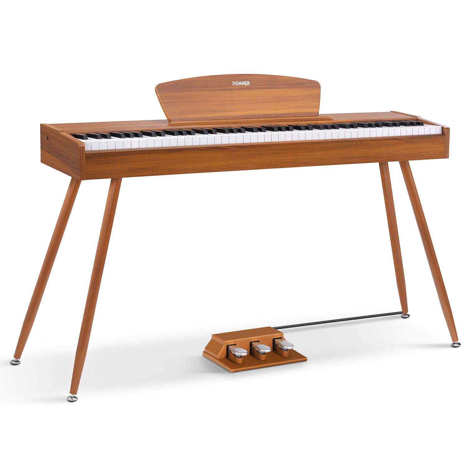 Donner DDP-80 Digital-Piano für Zuhause 88 gewichtete Tasten & Stilvolles Holzdesign mit 3 Pedale - Natürlich / Piano von Donner