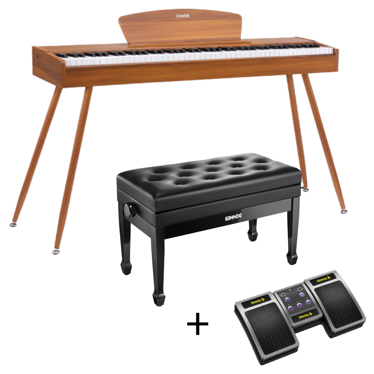 Donner DDP-80 Holzstil 88 Tasten Digitalpiano, Natürlich 【Akustische Aufrüstung】 / Piano + Duet höhenverstellbare Bank + Page Turner Donner DDP-80 Holzstil 88 Tasten Digitalpiano, Natürlich 【Akustische Aufrüstung】 / Piano + Duet höhenverstellbare Bank + Page Turner von Donner