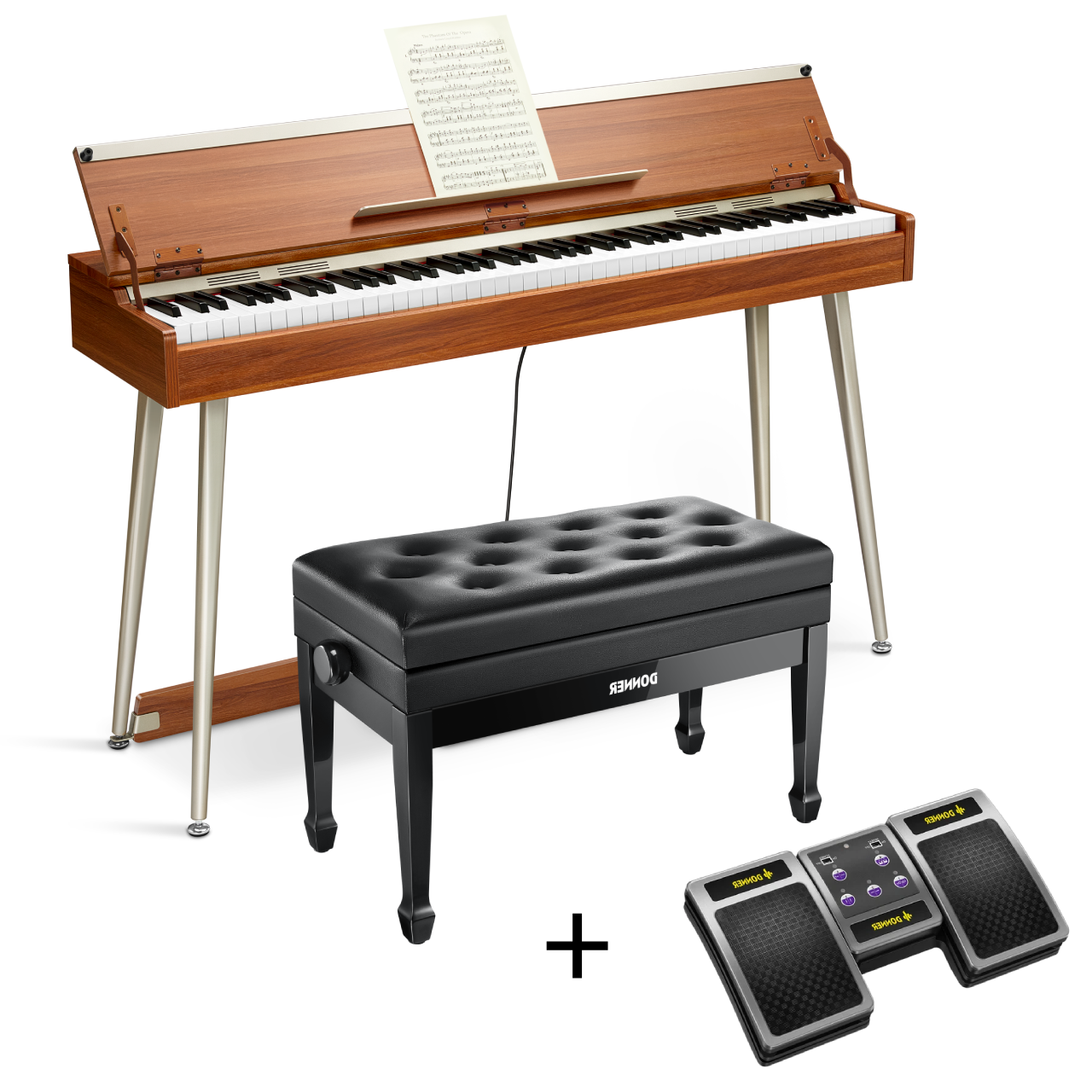 Donner DDP-80 Plus Epiano Keyboard Holzstil Digitalpiano, Piano + Duet höhenverstellbare Bank + Page Turner Donner DDP-80 Plus Epiano Keyboard Holzstil Digitalpiano, Piano + Duet höhenverstellbare Bank + Page Turner von Donner