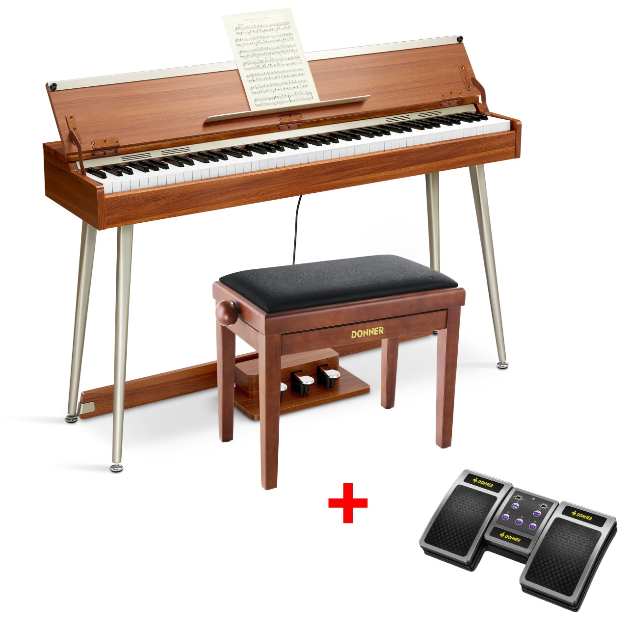 Donner DDP-80 Plus Epiano Keyboard Holzstil Digitalpiano, Piano + höhenverstellbare Bank + Page Turner Donner DDP-80 Plus Epiano Keyboard Holzstil Digitalpiano, Piano + höhenverstellbare Bank + Page Turner von Donner