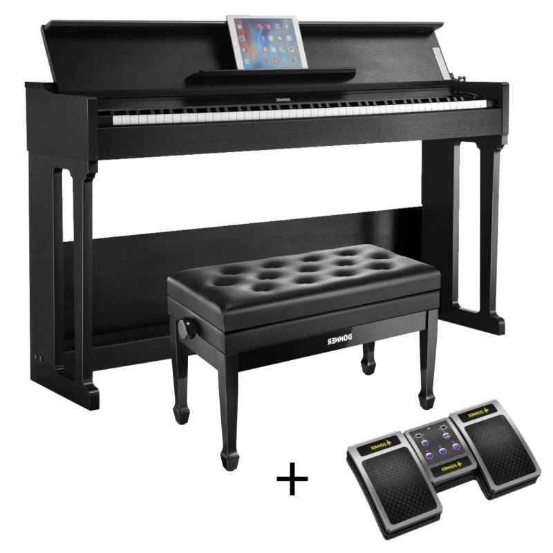 Donner DDP-90 Home Digitalpiano mit 88 Tasten, Piano + Duet höhenverstellbare Bank + Page Turner von Donner
