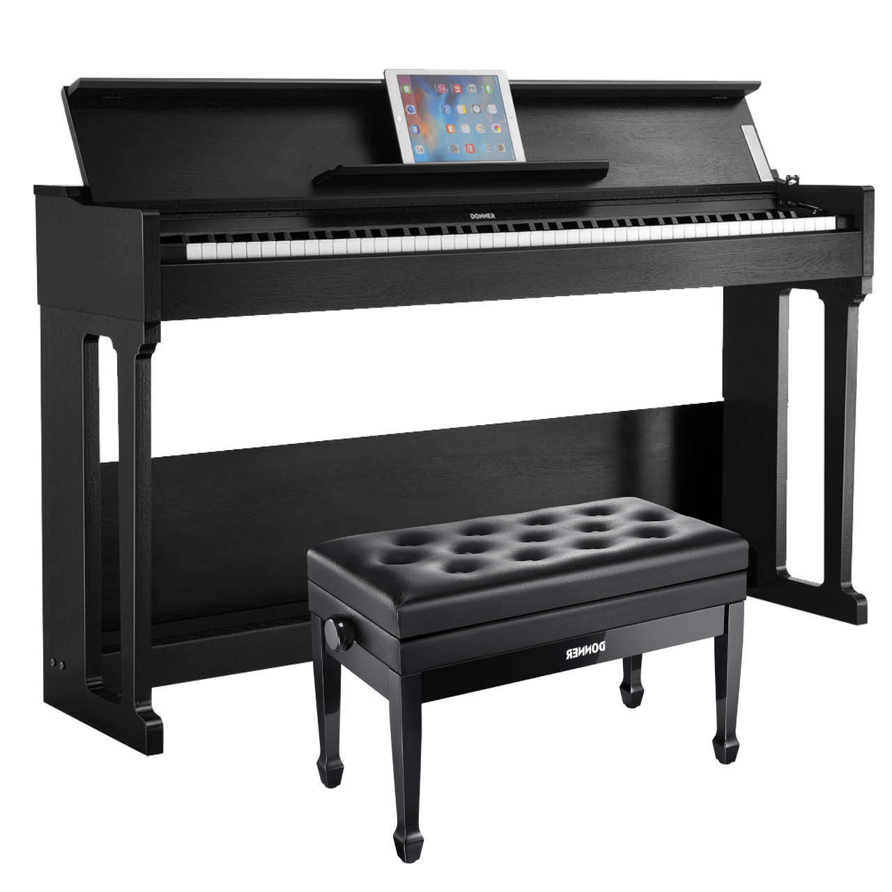 Donner DDP-90 Home Digitalpiano mit 88 Tasten, Piano + Duet höhenverstellbare Bank von Donner