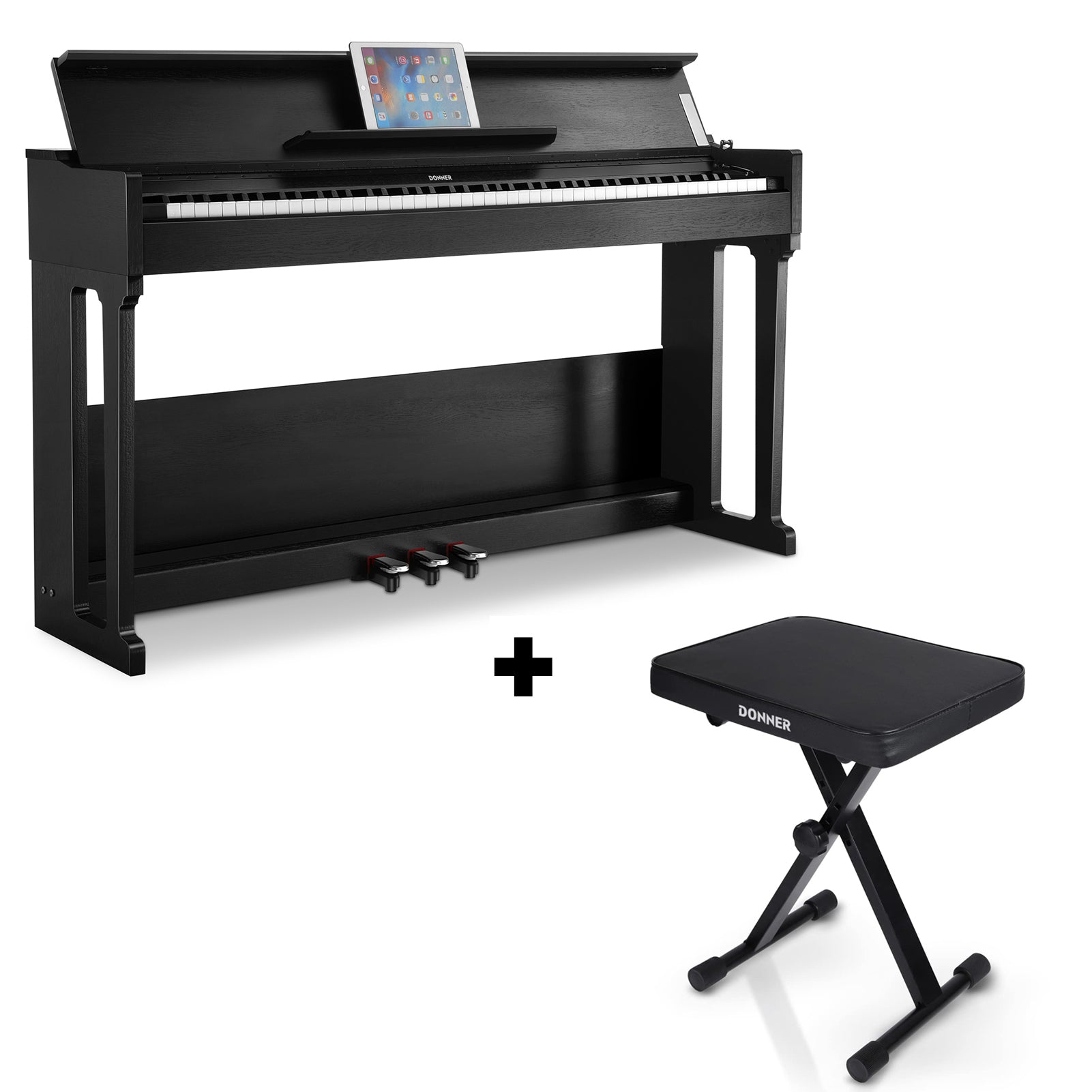 Donner DDP-90 Home Digitalpiano mit 88 Tasten, Piano + X-Förmig Klavierhocker Donner DDP-90 Home Digitalpiano mit 88 Tasten, Piano + X-Förmig Klavierhocker von Donner