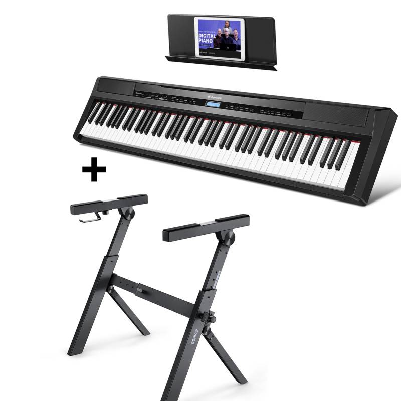 Donner DEP-20 Digitalpiano 88 vollgewichtete Tasten mit Hammermechanik - E-Piano + Keyboardständer von Donner