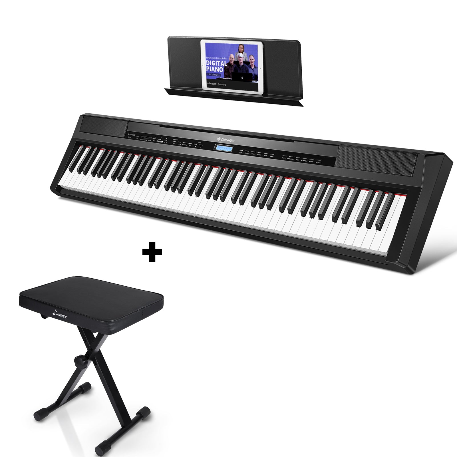 Donner DEP-20 Digitalpiano 88 vollgewichtete Epiano Keyboard mit Hammermechanik, E-Piano + X-Förmig Klavierhocker Donner DEP-20 Digitalpiano 88 vollgewichtete Epiano Keyboard mit Hammermechanik, E-Piano + X-Förmig Klavierhocker von Donner