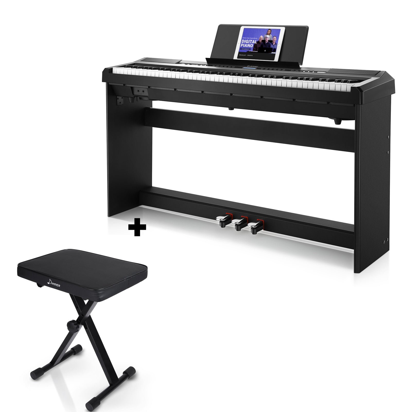 Donner DEP-20S E-Piano 88 Epiano Keyboard Hammermechanik Gewichteten Anfänger Digital Piano, Schwarz / E-Piano + X-Förmig Klavierhocker Donner DEP-20S E-Piano 88 Epiano Keyboard Hammermechanik Gewichteten Anfänger Digital Piano, Schwarz / E-Piano + X-Förmig Klavierhocker von Donner