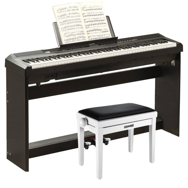 Donner DEP-20S E-Piano 88 Epiano Keyboard Hammermechanik Gewichteten Anfänger Digital Piano, Schwarz / E-Piano + Weiß Matt Höhenverstellbare Bank Donner DEP-20S E-Piano 88 Epiano Keyboard Hammermechanik Gewichteten Anfänger Digital Piano, Schwarz / E-Piano + Weiß Matt Höhenverstellbare Bank von Donner