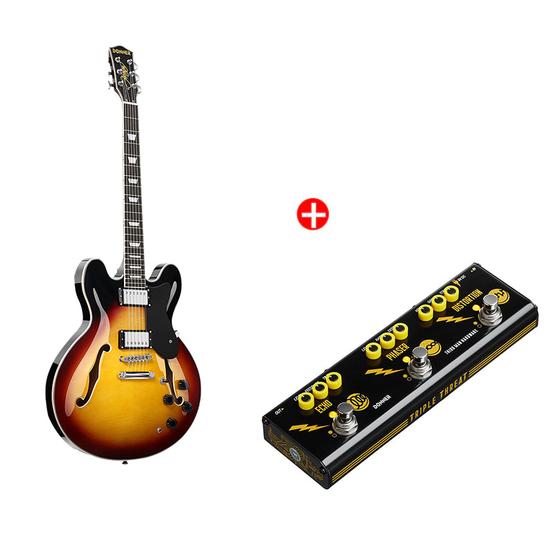 Donner DJP-1000 Jazz-E-Gitarre, DJP-1000B / Gitarre + JW Pedal Donner DJP-1000 Jazz-E-Gitarre, DJP-1000B / Gitarre + JW Pedal von Donner