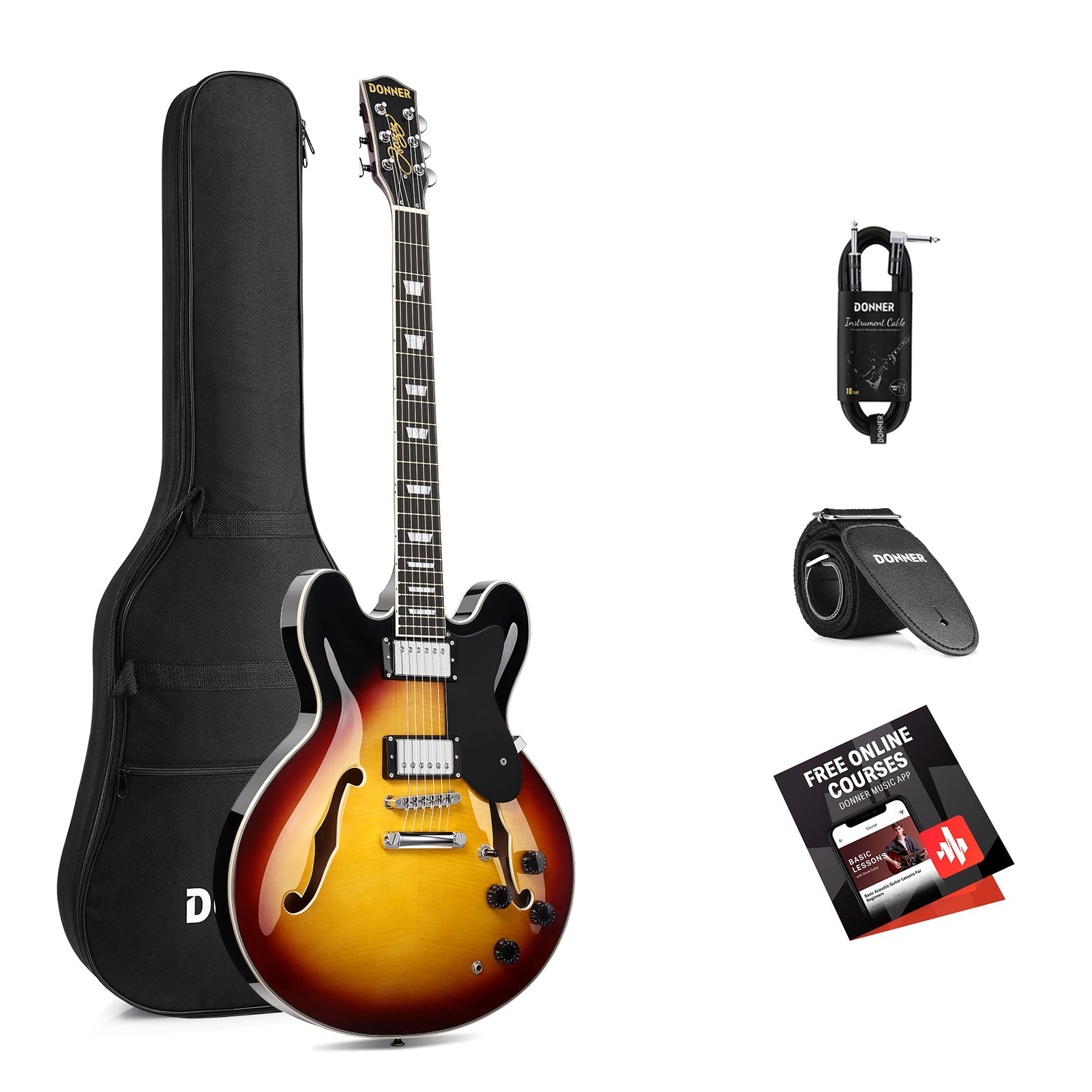 Donner DJP-1000 Jazz-E-Gitarre, DJP-1000B / Gitarre Donner DJP-1000 Jazz-E-Gitarre, DJP-1000B / Gitarre von Donner