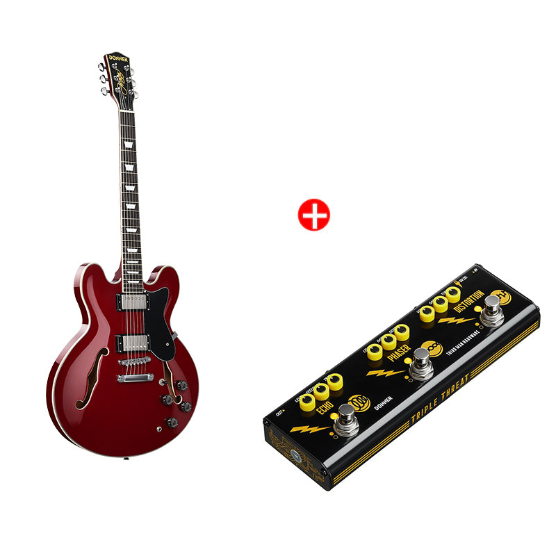 Donner DJP-1000 Jazz-E-Gitarre, DJP-1000R / Gitarre + JW Pedal Donner DJP-1000 Jazz-E-Gitarre, DJP-1000R / Gitarre + JW Pedal von Donner