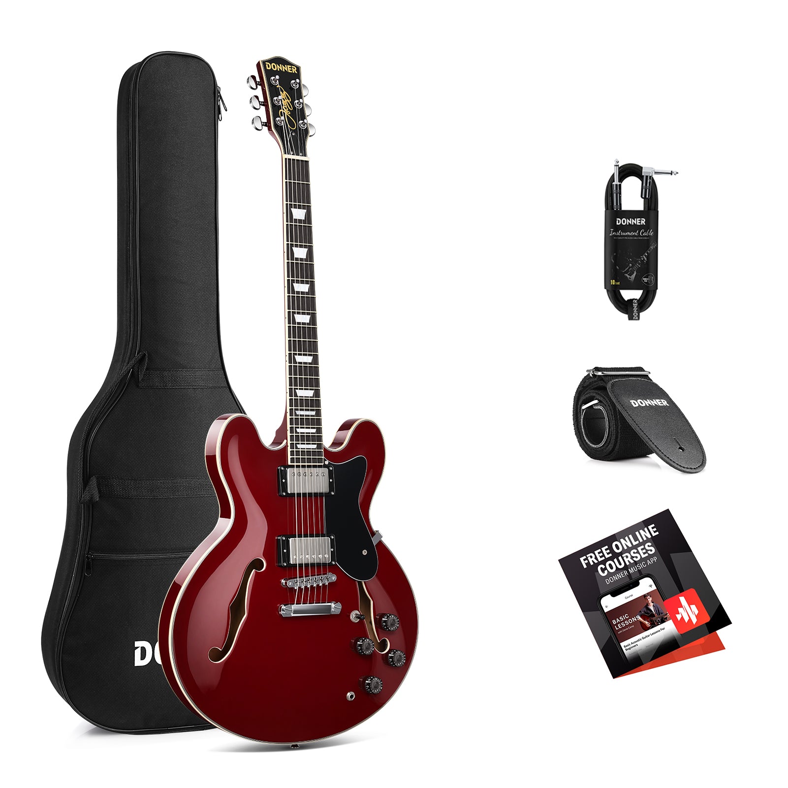 Donner DJP-1000 Jazz-E-Gitarre - DJP-1000R / Gitarre von Donner