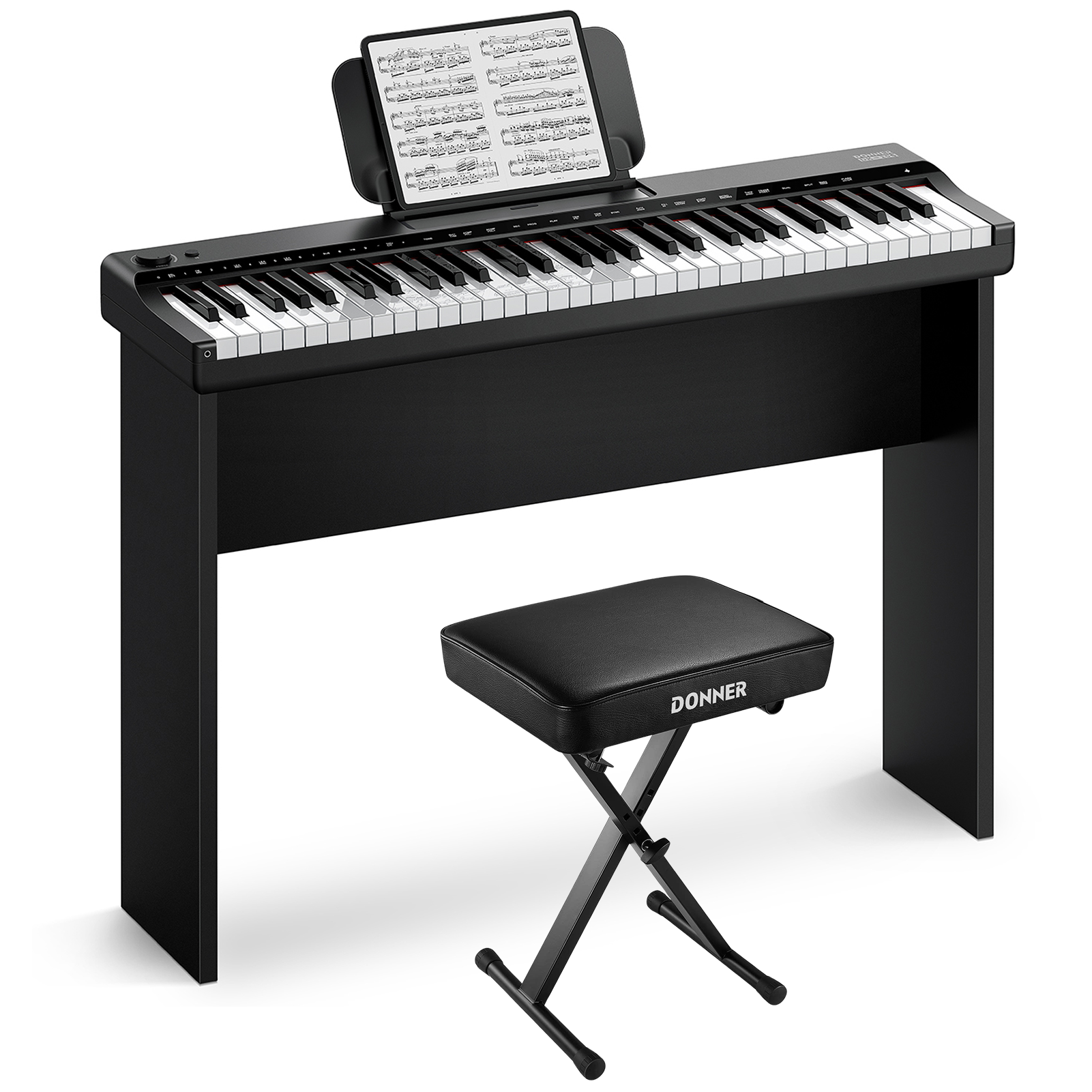 Donner DK-10S Elektronisches Keyboard, Keyboard + X-Förmig Klavierhocker Donner DK-10S Elektronisches Keyboard, Keyboard + X-Förmig Klavierhocker von Donner