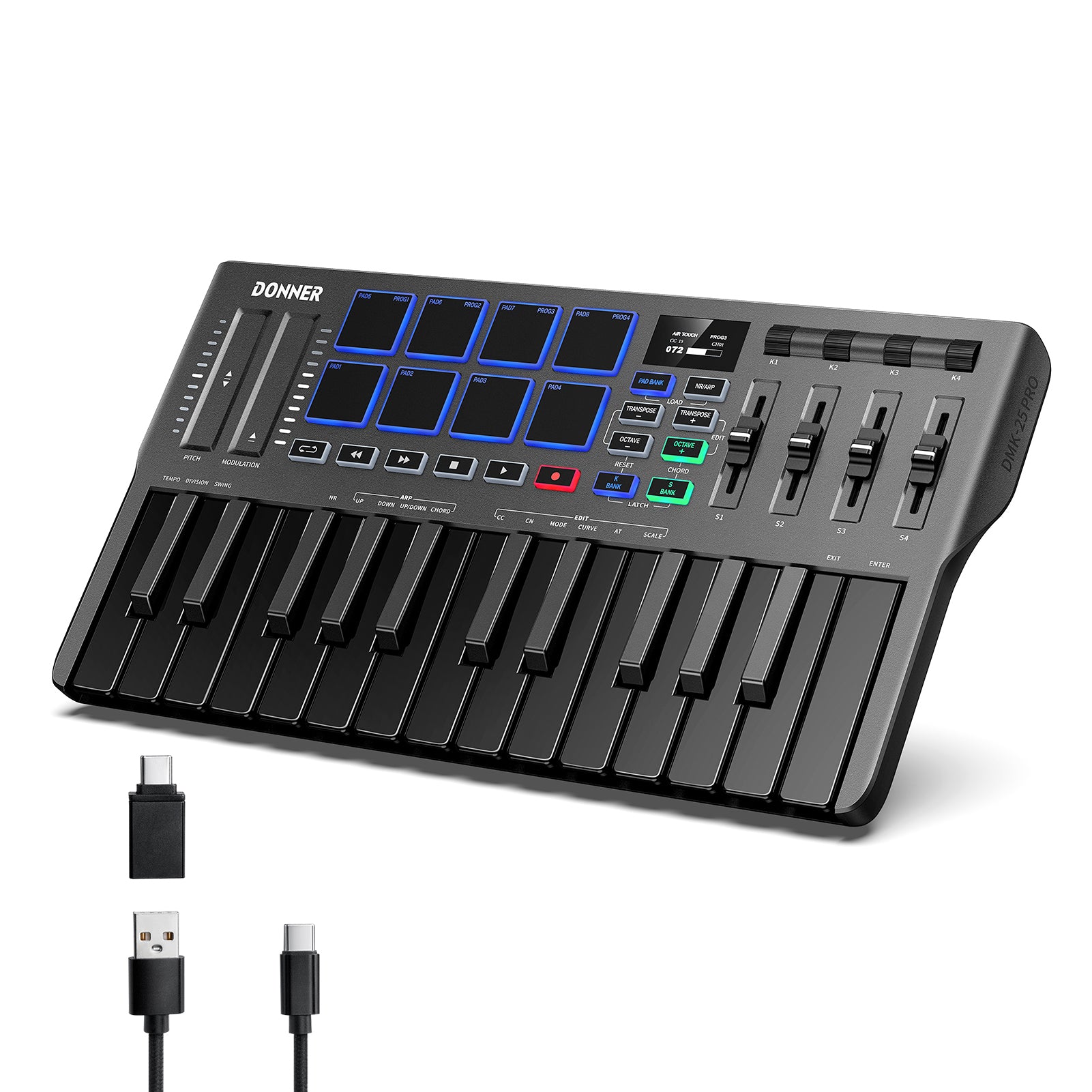 Donner DMK-25 Pro MIDI Keyboard Controller 25 Tasten tragbar USB MIDI Donner DMK-25 Pro MIDI Keyboard Controller 25 Tasten tragbar USB MIDI von Donner