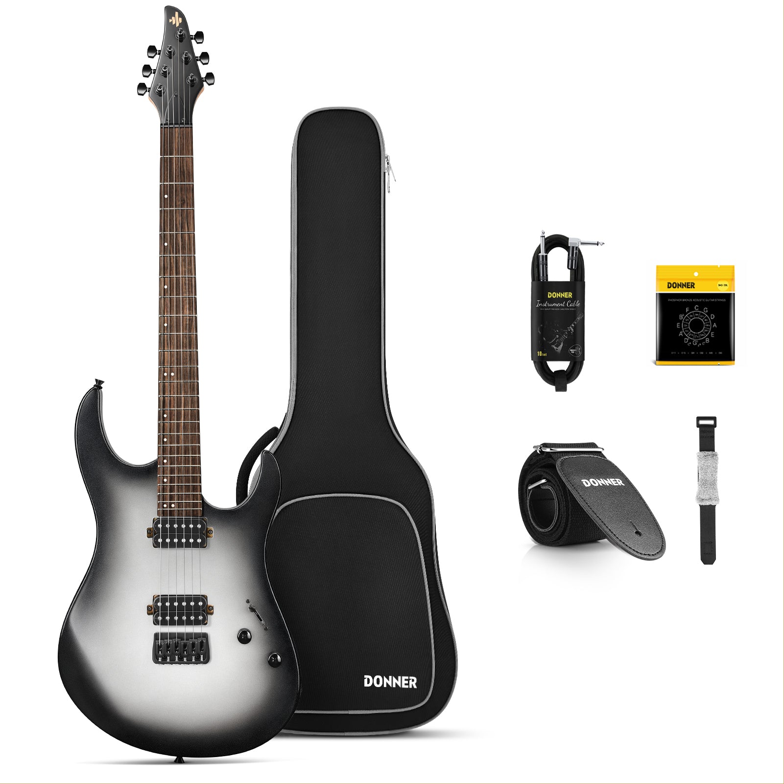 Donner DMT-100 E-Gitarre Metall, Schwarz Donner DMT-100 E-Gitarre Metall, Schwarz von Donner