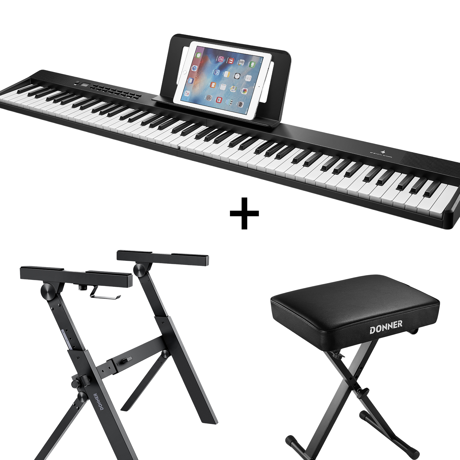 Donner DP-10 Digitalpiano Faltbares Tragbares Klavier, Digitalpiano + Keyboardständer + Klavierhocker Donner DP-10 Digitalpiano Faltbares Tragbares Klavier, Digitalpiano + Keyboardständer + Klavierhocker von Donner
