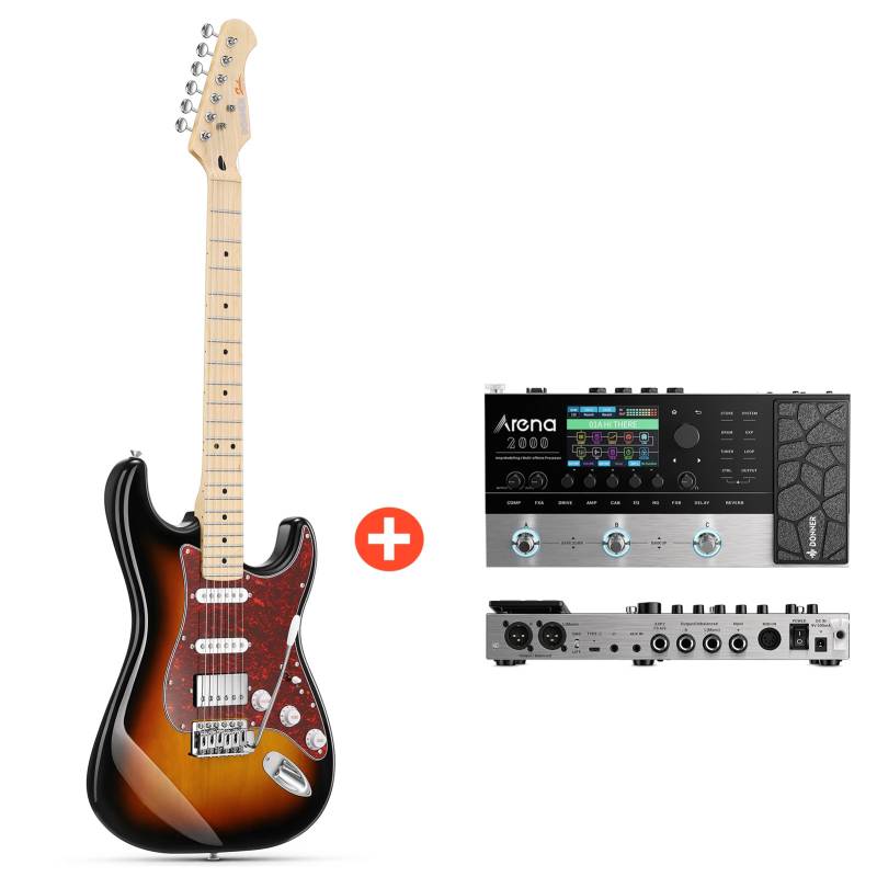 Donner DST-152 E-Gitarre Einsteiger Set ST Type 39 Zoll - DST-152S / Gitarre + Arena 2000 Pedal von Donner