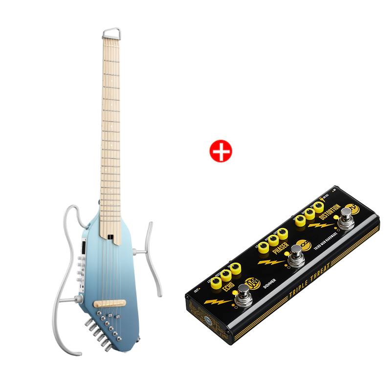 Donner HUSH™ I PRO Reisegitarre, Hawaii-Blau / Gitarre + JW Pedal von Donner