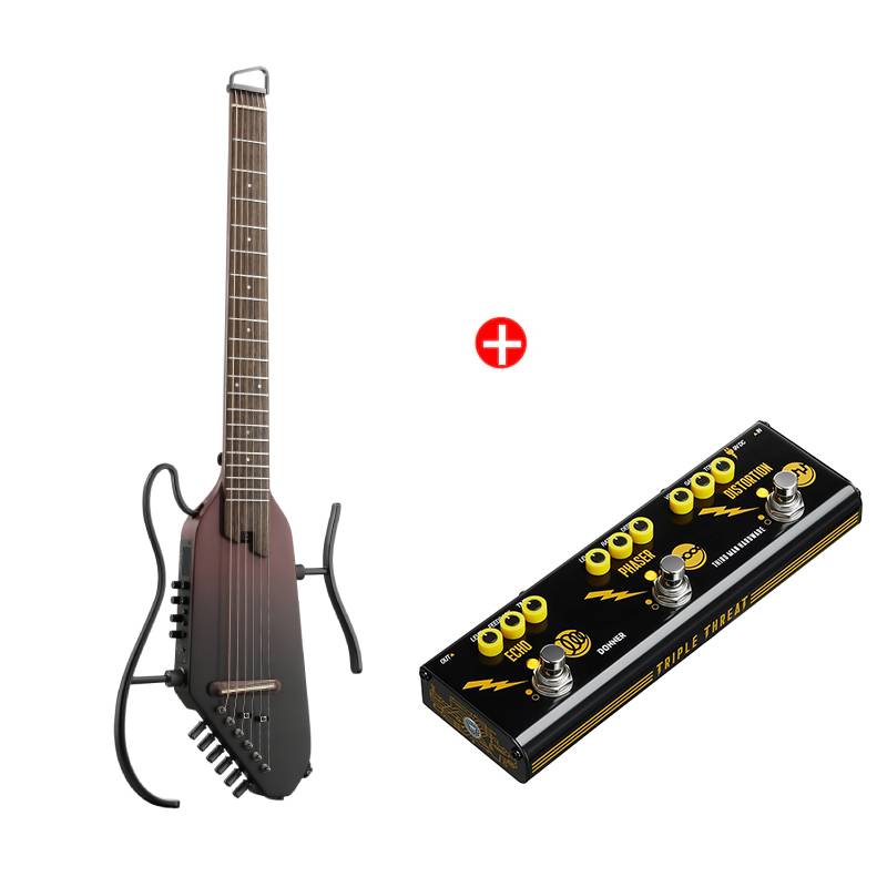 Donner HUSH™ I PRO Reisegitarre, Maillard-Braun Farbverlauf / Gitarre + JW Pedal von Donner