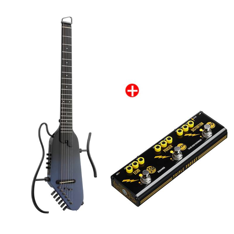 Donner HUSH™ I PRO Reisegitarre, Space Fly Schwarz / Gitarre + JW Pedal von Donner