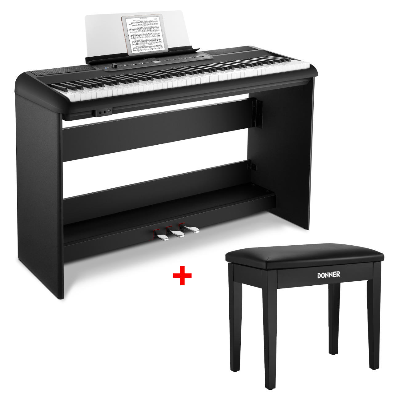 Donner SE-1 Digitalpiano mit 88 Tasten, Schwarz / Piano + Schwarzer Klavierhocker Donner SE-1 Digitalpiano mit 88 Tasten, Schwarz / Piano + Schwarzer Klavierhocker von Donner